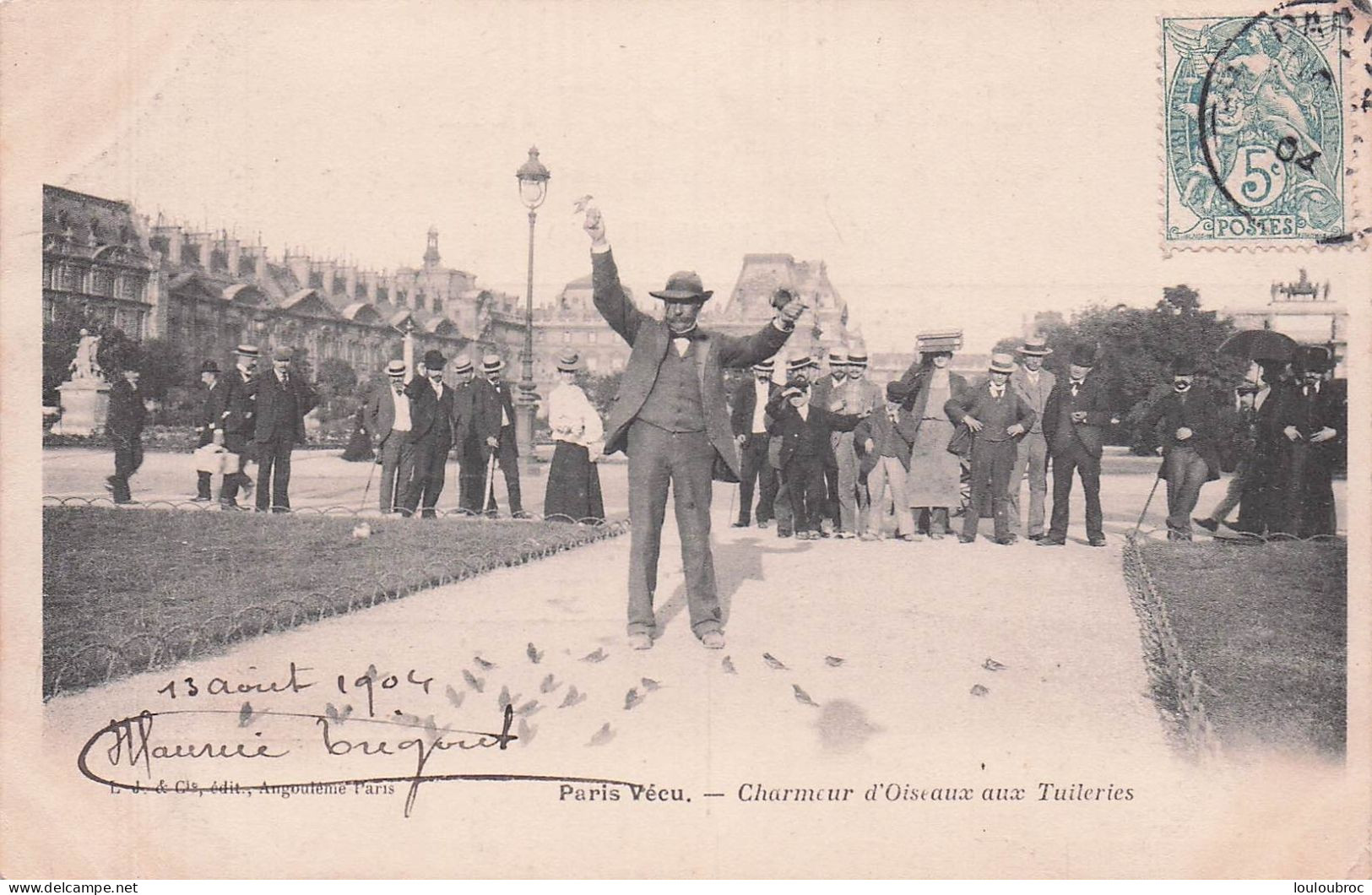 PARIS VECU CHARMEUR D'OISEAUX AUX TUILERIES - Autres & Non Classés