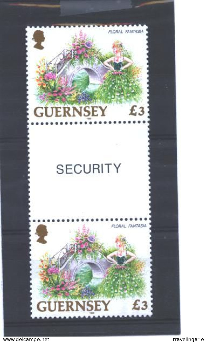 Guernsey 1996 £ 3 Gutterpair Flowers ** - Guernsey