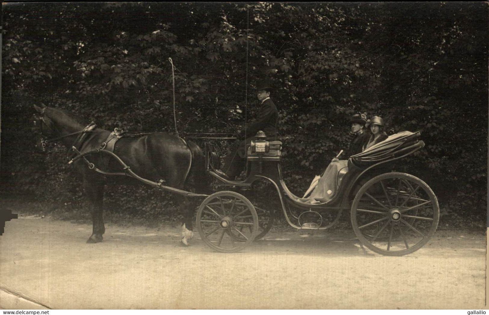 CARTE PHOTO FEMME EN CAROSSE A IDENTIDIER - Fotografie