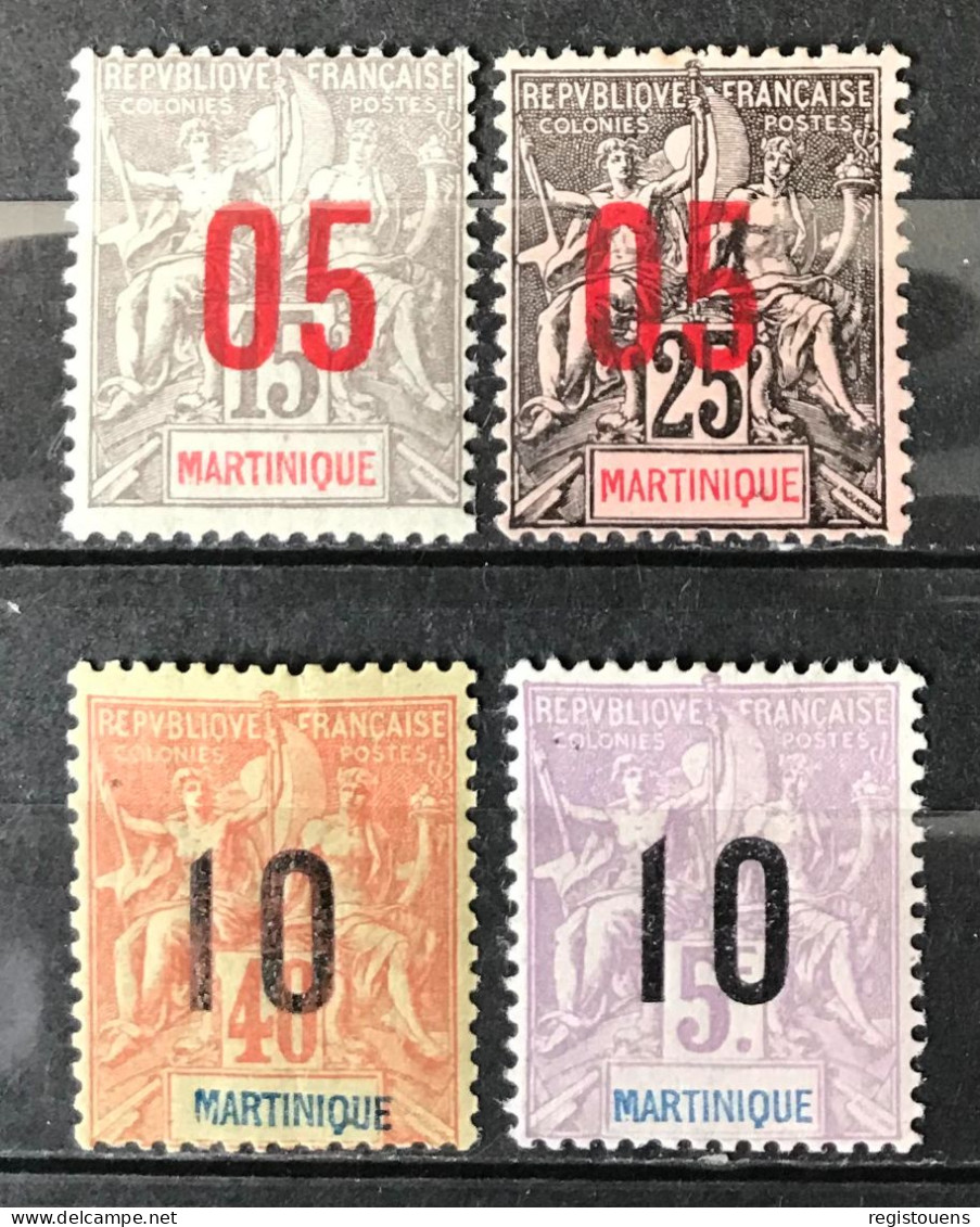 Lot De 4 Timbres Neufs* Martinique 1912 - Unused Stamps