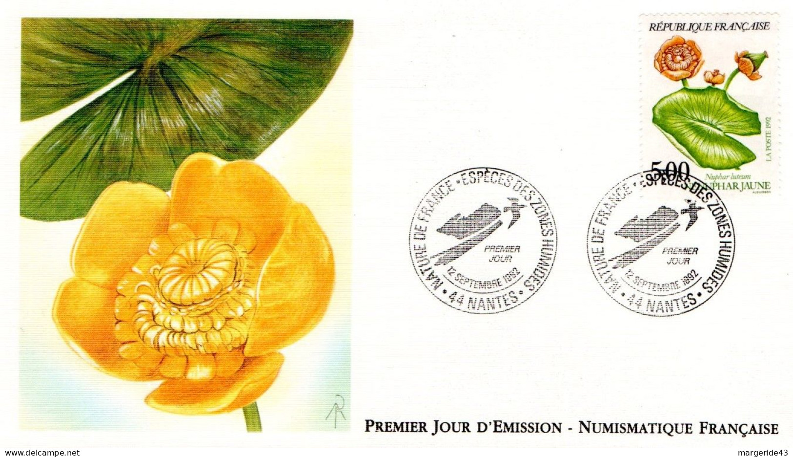 FDC 1992 NENUPHAR JAUNE - 1990-1999