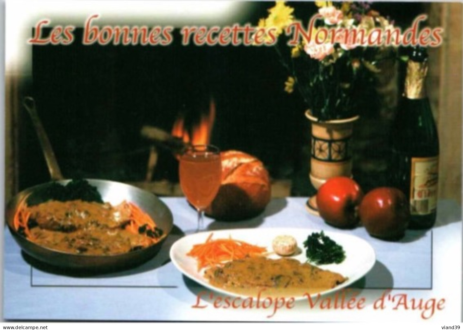 ESCALOPE VALLEE D'AUGE. -    Recettes De Cuisine Normande  - CPM - Voir Scannes Recto-Verso - Recepten (kook)