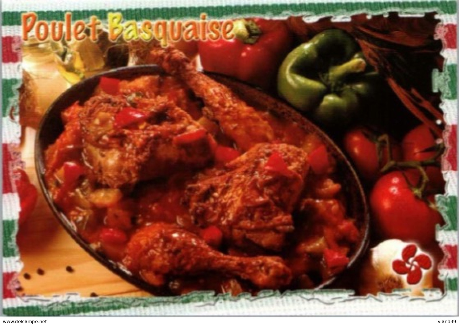 POULET BASQUAISE.  -    Recettes De Cuisine  - CPM - Voir Scannes Recto-Verso - Recipes (cooking)