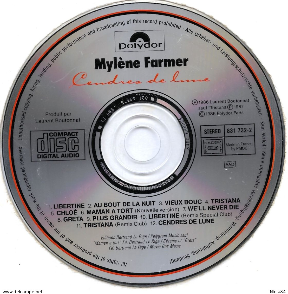 CD Mylène Farmer " Cendres De Lune " - Autres - Musique Française