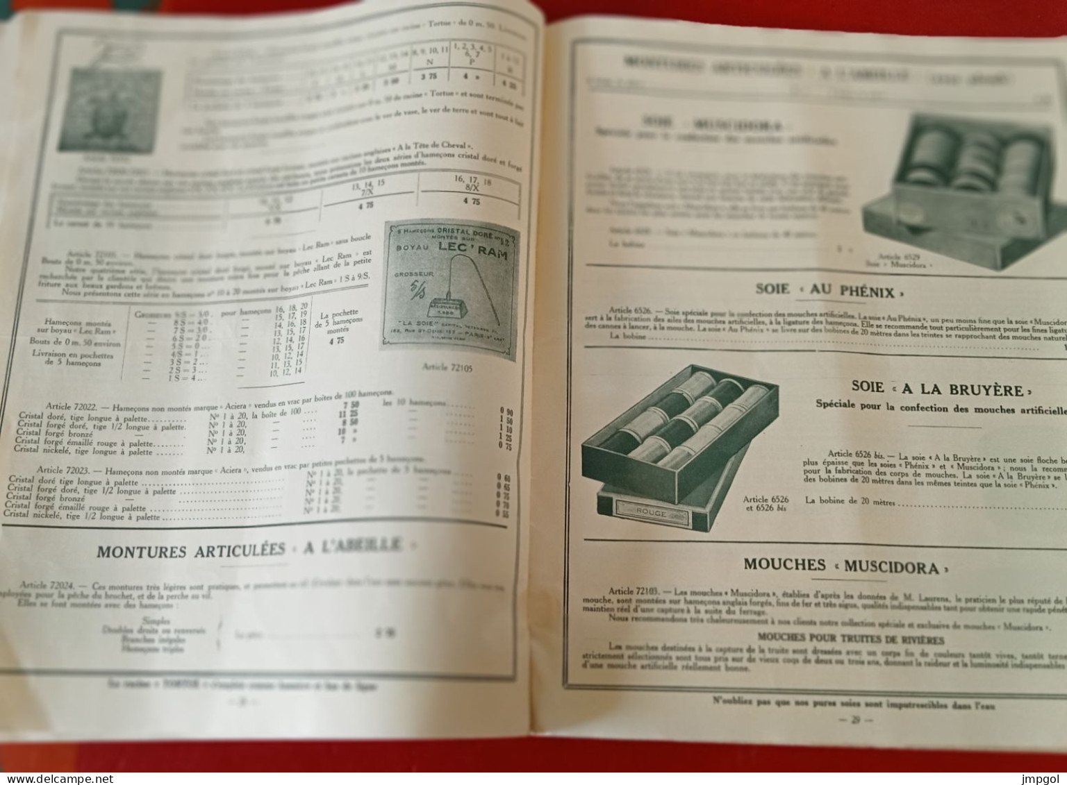 Catalogue 1934 La Soie Paris Draeger Soies Pour Pêche à La Ligne Fabrication De Mouche Hameçons Bas De Ligne - Advertising