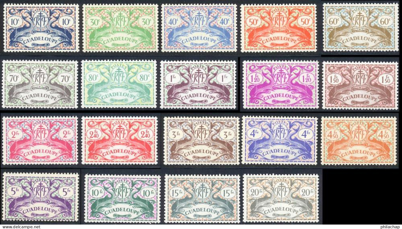 Guadeloupe 1945 Yvert 178 / 196 ** TB - Unused Stamps