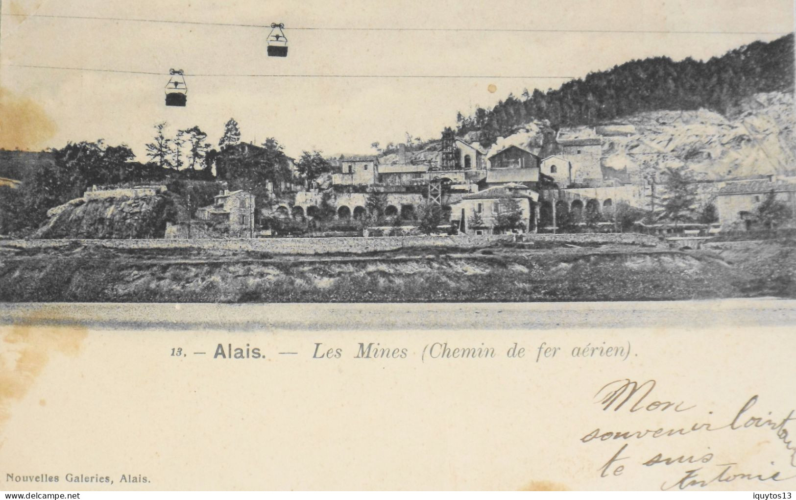 CPA - [30] Gard > Alès > N° 13 - ALAIS > Les Mines (chemin De Fer Aérien) - Tampon Daté 1908 - BE - Alès