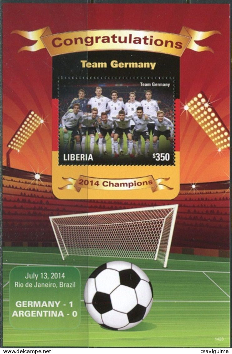 Liberia - 2014 - World Cup Brazil: Congratulations Germany - Yv Bf 667 - 2014 – Brasil