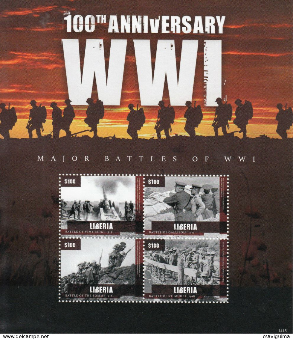 Liberia - 2014 - 100Th Anniversary WWI - Yv 5370/73 - Guerre Mondiale (Première)