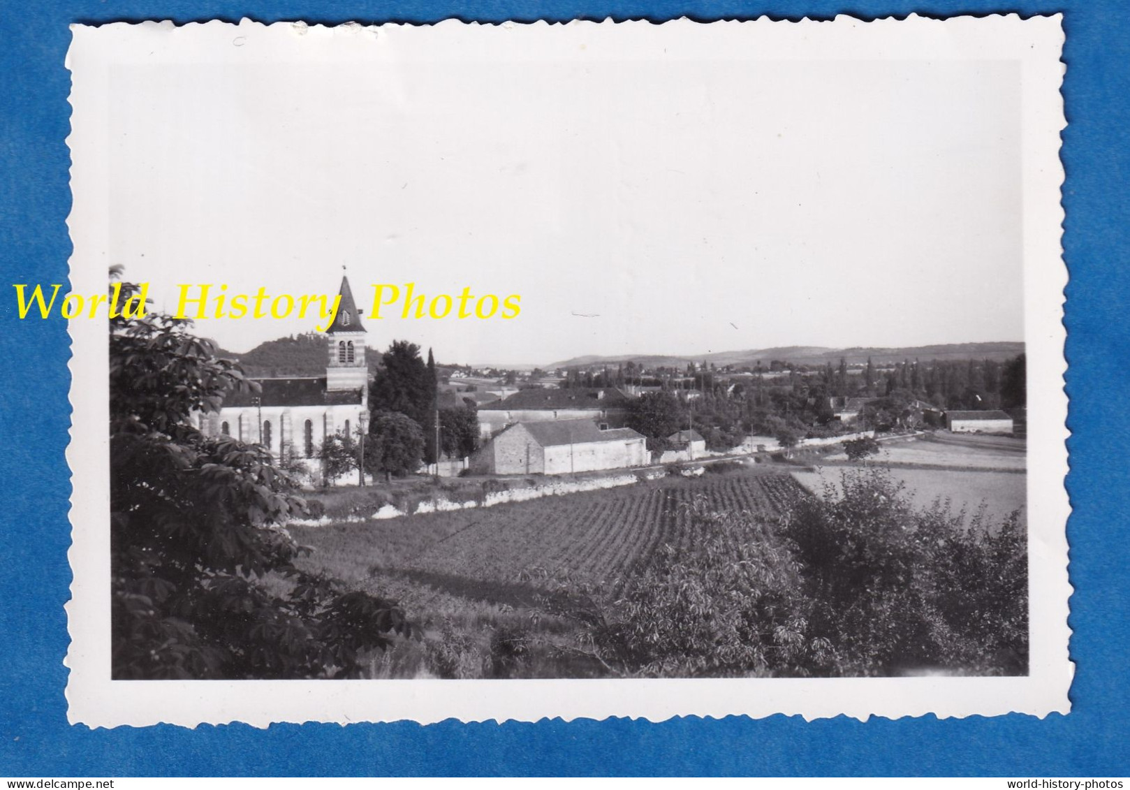 Photo Ancienne Snapshot - ESPERE ( Lot ) - Vue Vers L' Eglise - 1955 - Prés Mercués Calamane Occitanie - Luoghi