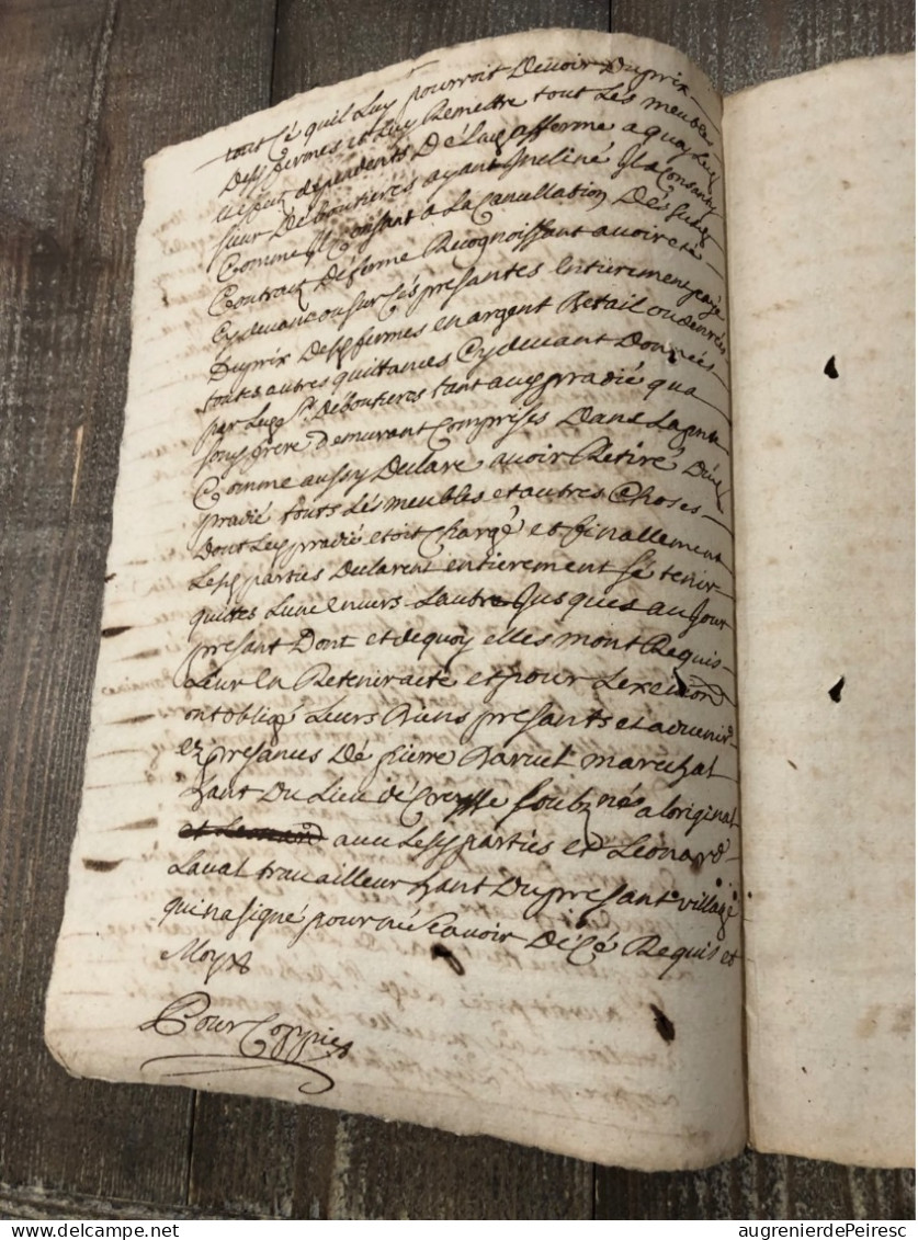 Copie D’affermage Du Moulin De Boutieres Par Dame Gabrielle De Cabanes 1726 Creysse (46) - Documents Historiques