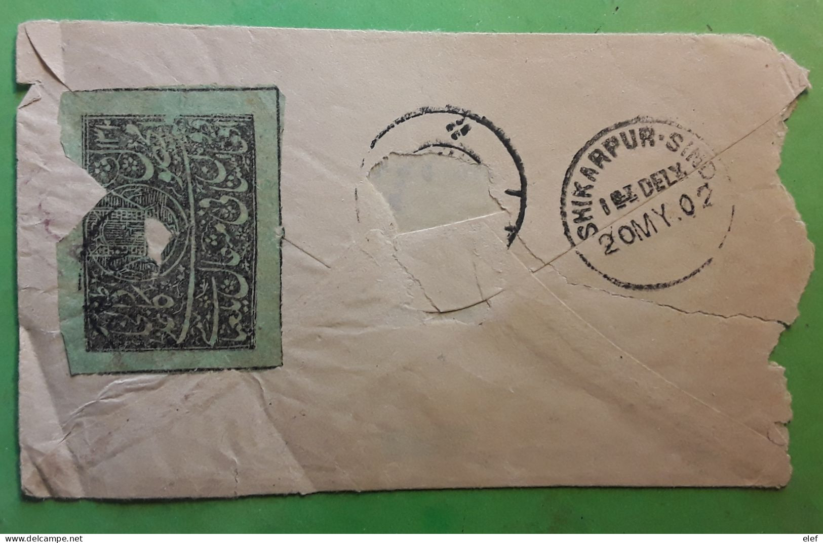 AFGHANISTAN,Shikarpur - Sind Registered Cover Lettre   Yvert No 7, 2 Aba Noir / Vert,encoches Purification ? 20 May 1902 - Afganistán