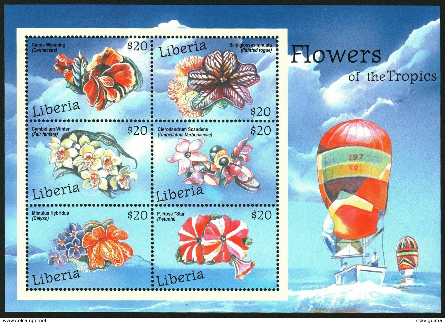 Liberia - 2001 - Flowers Of The Tropics - Yv 3395/00 - Autres & Non Classés