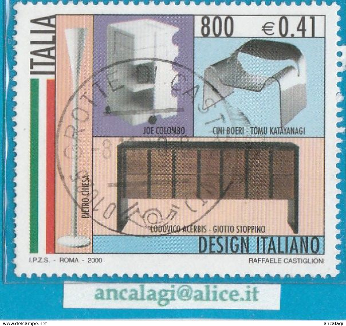 USATI ITALIA 2000 - Ref.0829A "DESIGN ITALIANO" 1 Val. - - 1991-00: Usados
