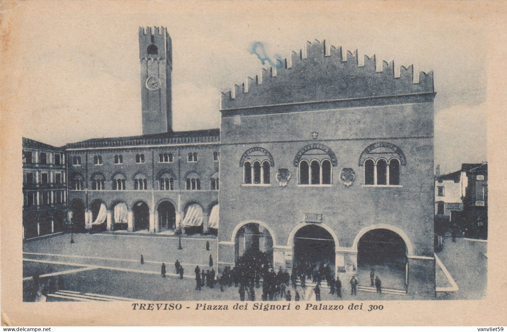 TREVISO-PIAZZA DEI SIGNORI E PALAZZO DEI SIGNORI DEL 300-CARTOLINA VIAGGIATA IL 3-11-1916 - Treviso