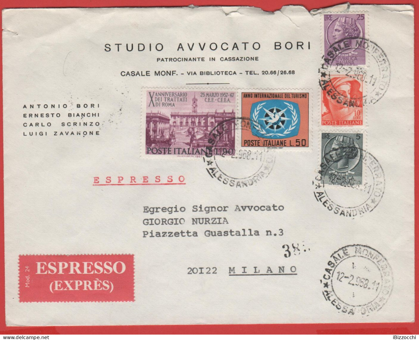 ITALIA - Storia Postale Repubblica - 1968 - 50 Anno Internazionale Del Turismo; Emblema Dell'anno Internazionale Del Tur - 1946-60: Poststempel