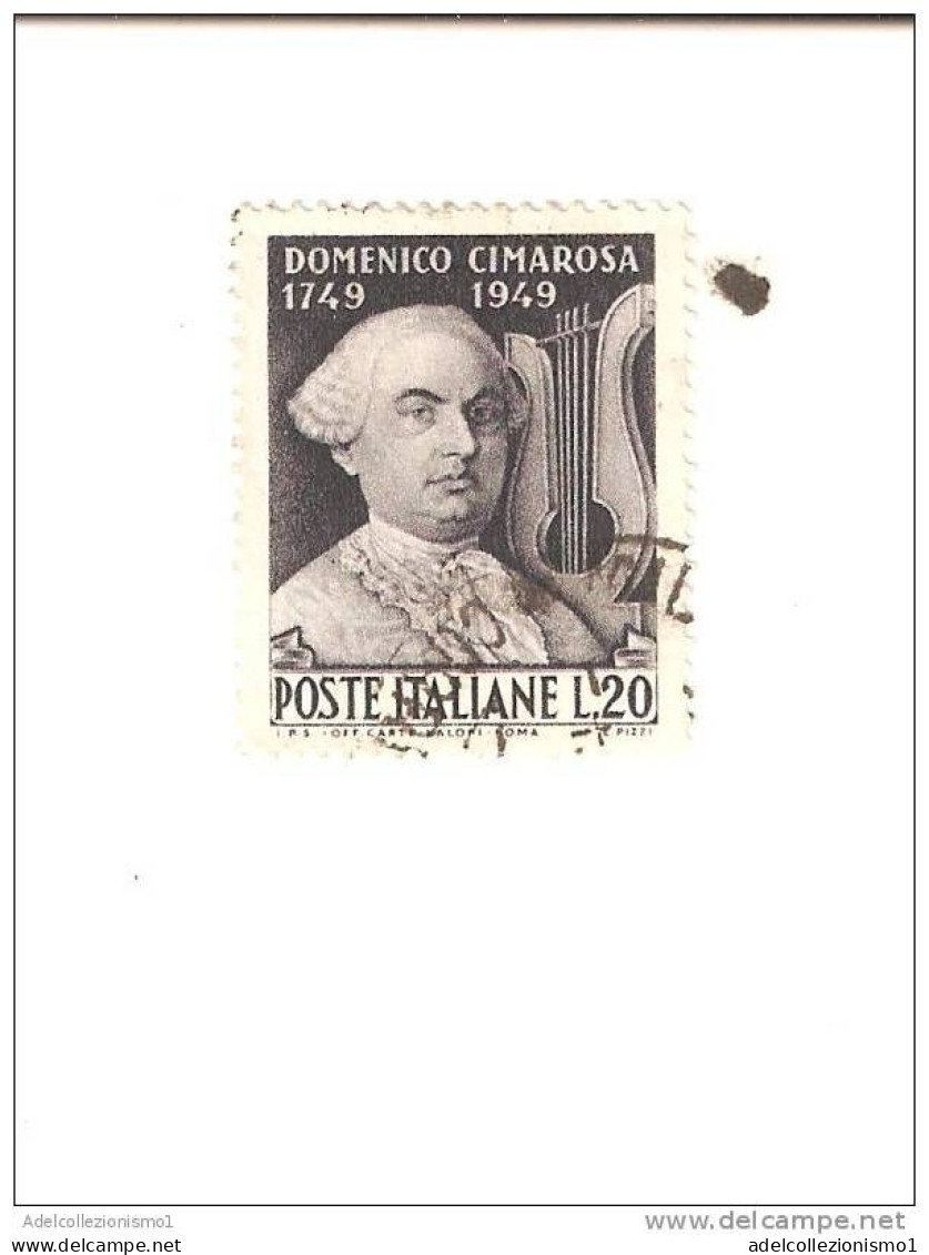 100038) Bicentenario Della Nascita Di Domenico Cimarosa-1949-usato La Vendita E Riferita A 1 Solo Francobollo A Caso - 1946-60: Used