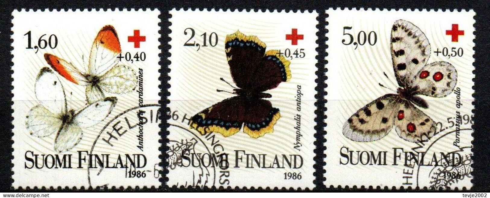 Finnland Suomi 1986 - Mi.Nr. 993 - 995 - Gestempelt Used - Tiere Animals Schmetterlinge Butterflies - Vlinders