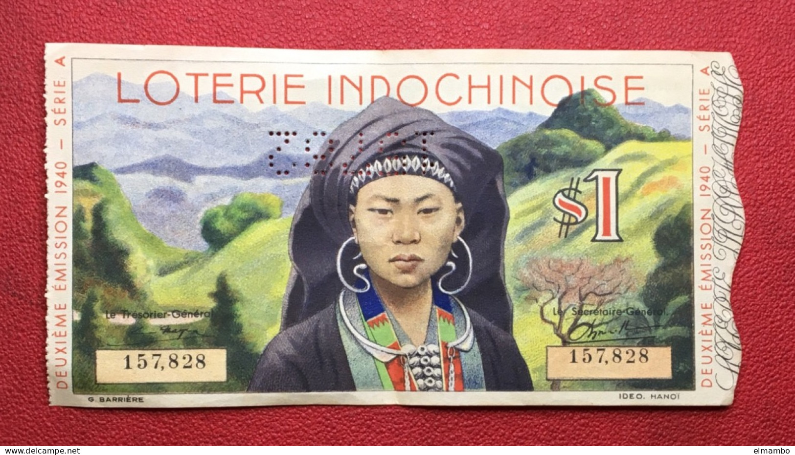 BILLET LOTERIE INDOCHINE 1940 . 2 E ÉMISSION SERIE A 16,5 CM X 8,5 CM - Autres - Asie