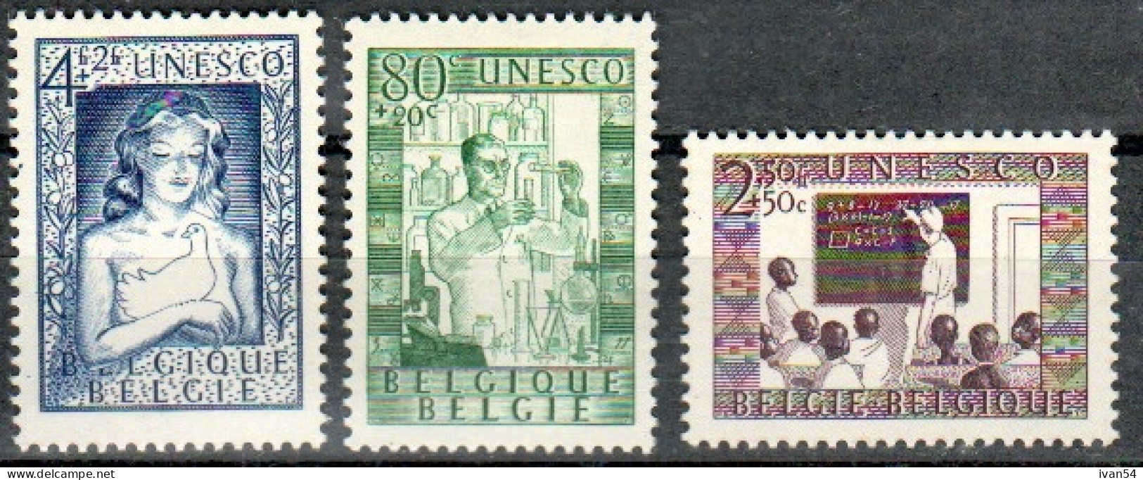 BELGIUM : 842-4 MNH ** - UNESCO 1951 - Ungebraucht