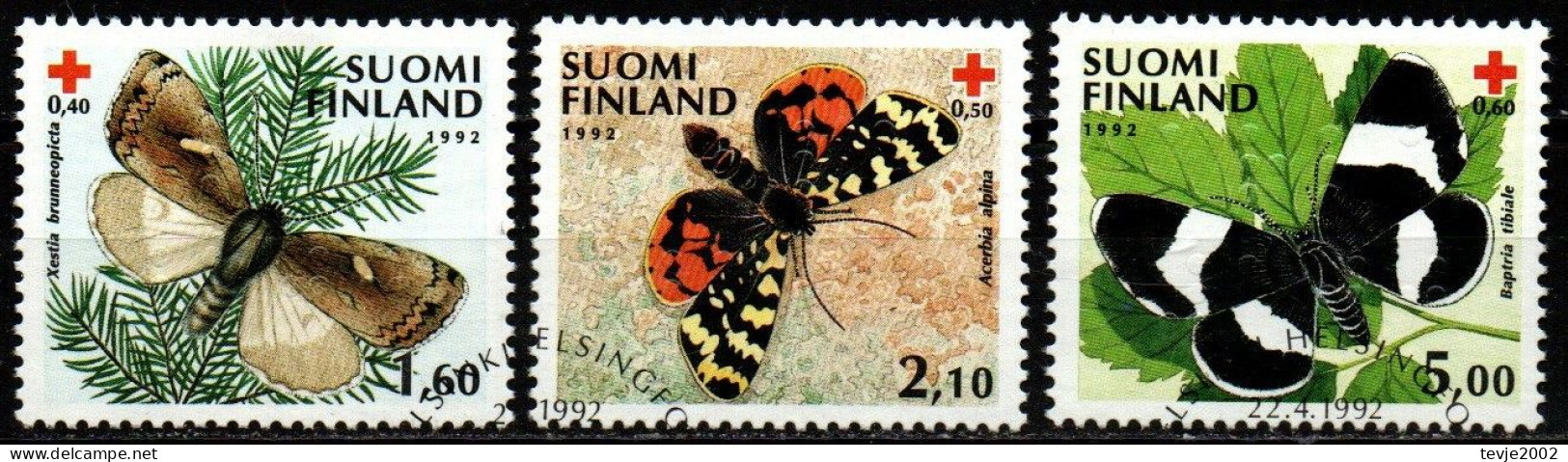 Finnland Suomi 1992 - Mi.Nr. 1169 - 1171 - Gestempelt Used - Tiere Animals Schmetterlinge Butterflies - Papillons