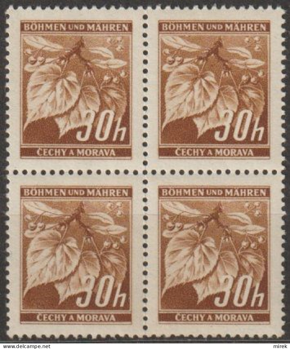 031/ Pof. 25 Light Brown, 4-block - Unused Stamps