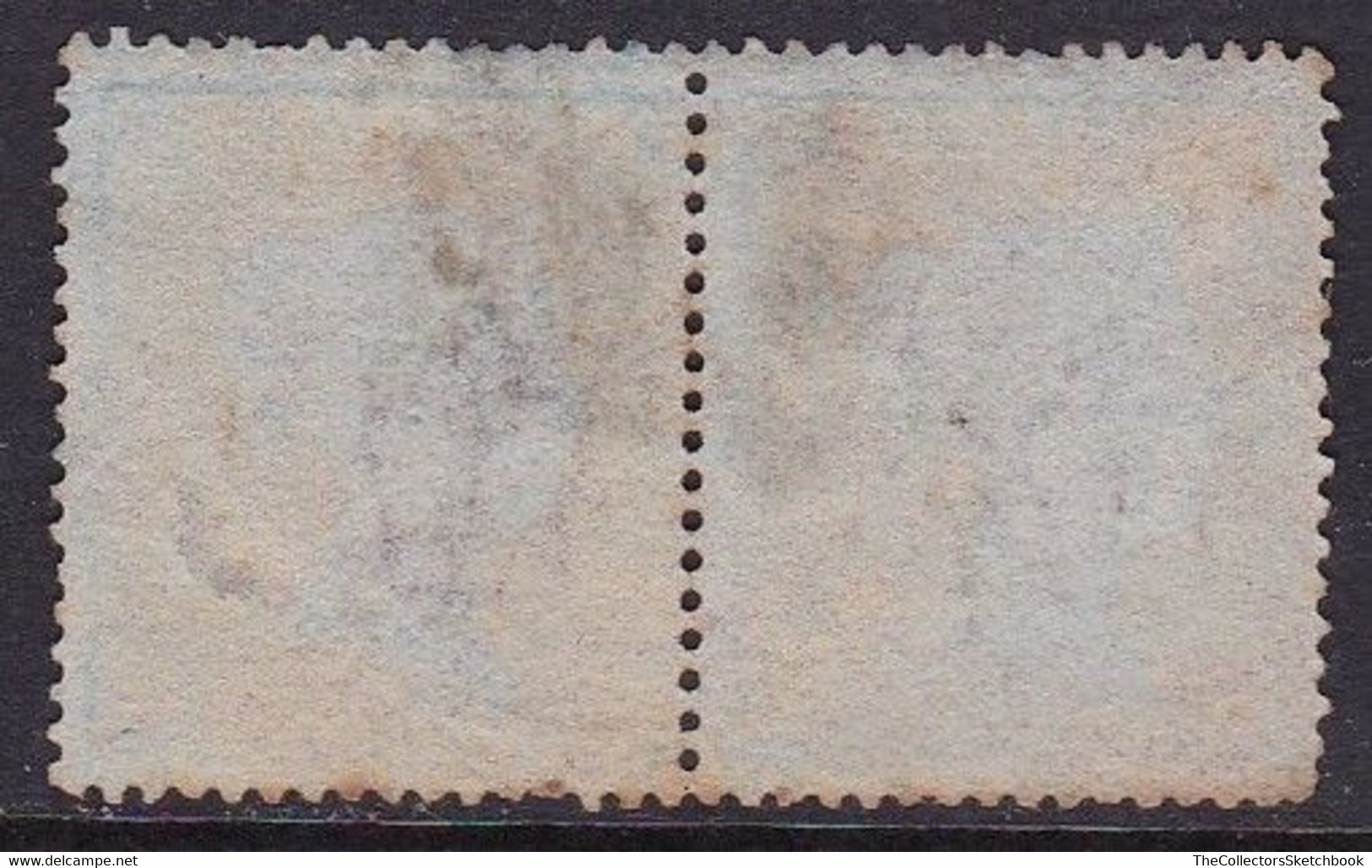 GB Victoria Line Engraved Penny Red Pair. . Perf 16. Small Crown.  On Very Blue Paper Good Used.  Off Centre - Used Stamps