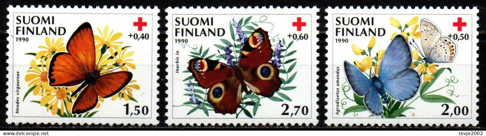 Finnland Suomi 1990 - Mi.Nr. 1110 - 1112 - Postfrisch MNH - Tiere Animals Schmetterlinge Butterflies - Vlinders