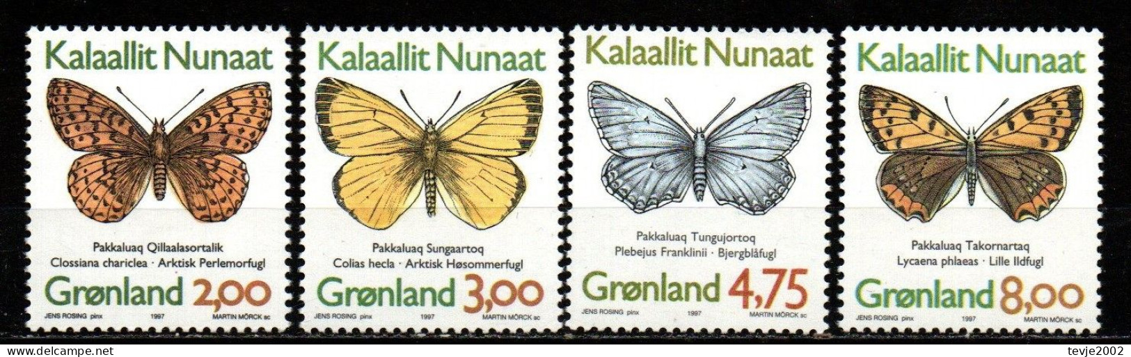 Grönland 1997 - Mi.Nr. 301 - 304 - Postfrisch MNH - Tiere Animals Schmetterlinge Butterflies - Vlinders