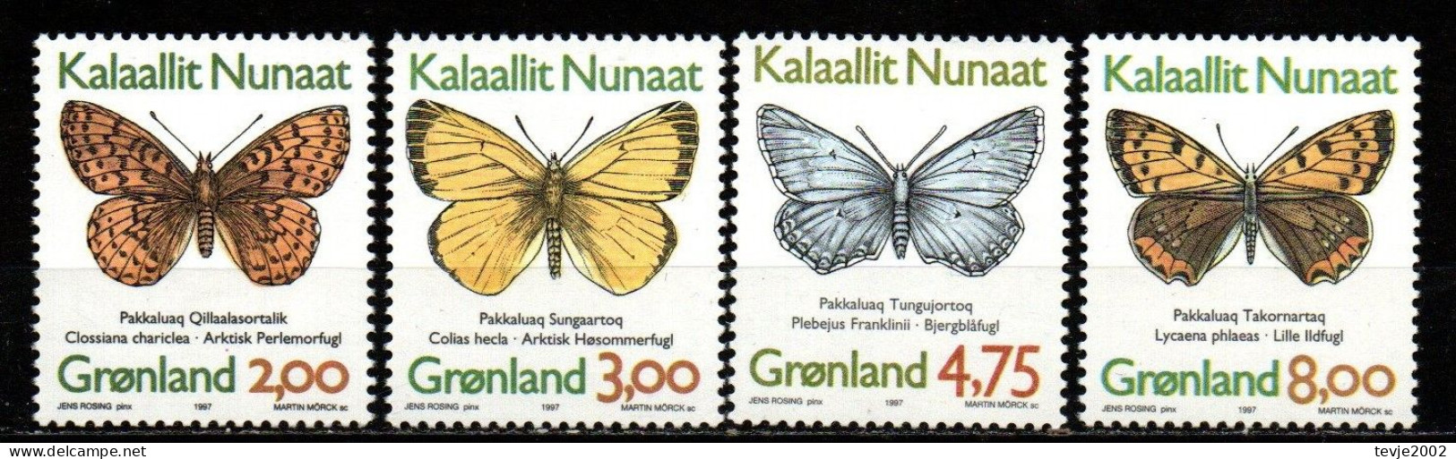 Grönland 1997 - Mi.Nr. 301 - 304 - Postfrisch MNH - Tiere Animals Schmetterlinge Butterflies - Papillons