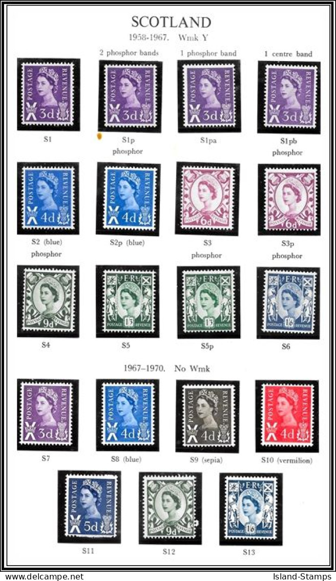 1958-70 Scotland SG S1-S13 Set Of 13 Pre-Decimal Definitives Unmounted Mint Hrd2d - Ungebraucht