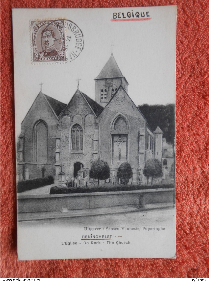 Cpa  Reninghelst Reningelst Kerk  Poperinge édition Sansen Vanneste Guerre 14-18 - Poperinge