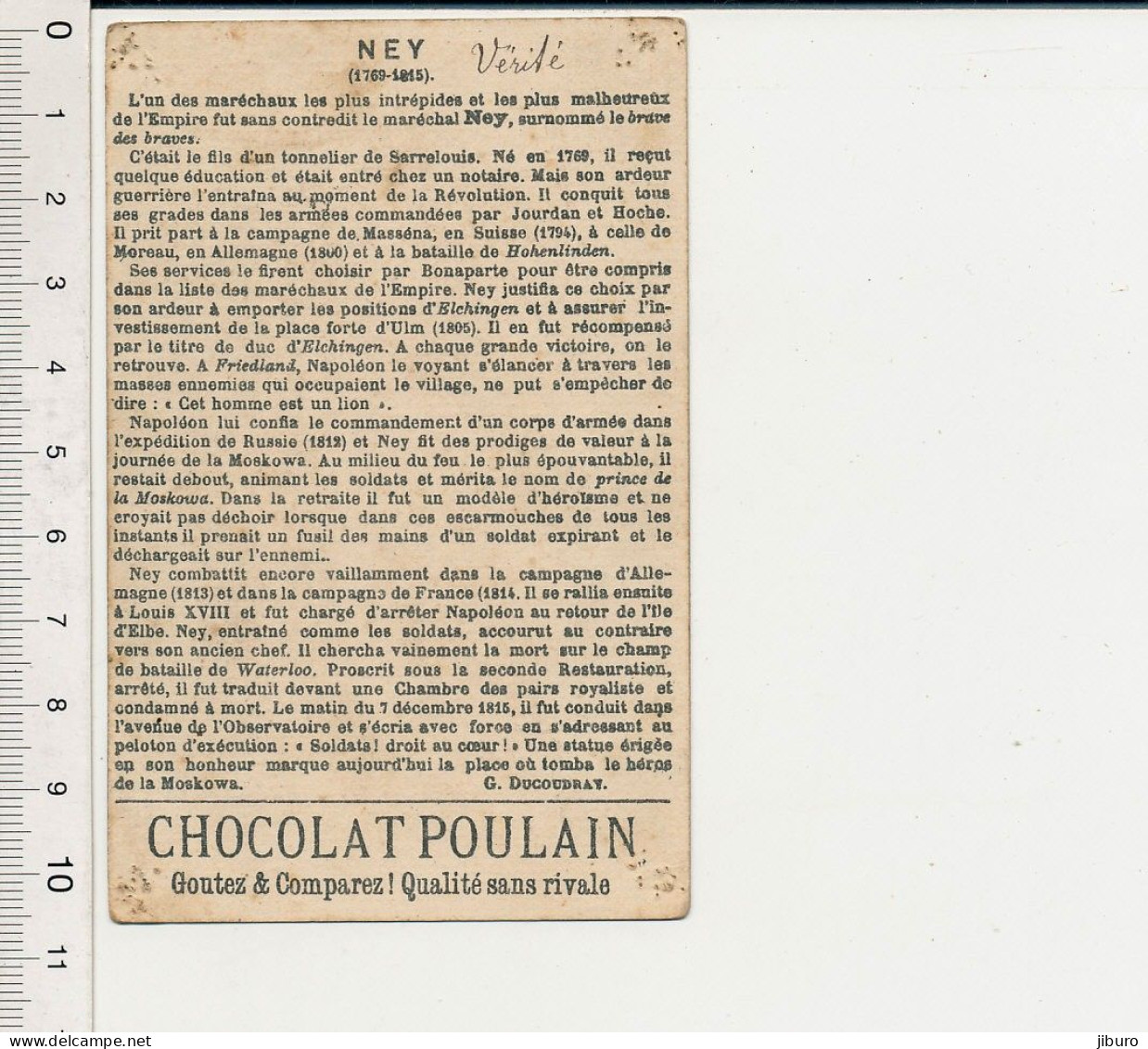 (avec Défauts) Image Chromo Ancienne Chocolat Poulain Maréchal Ney Portrait Armée Napoléonienne - Poulain