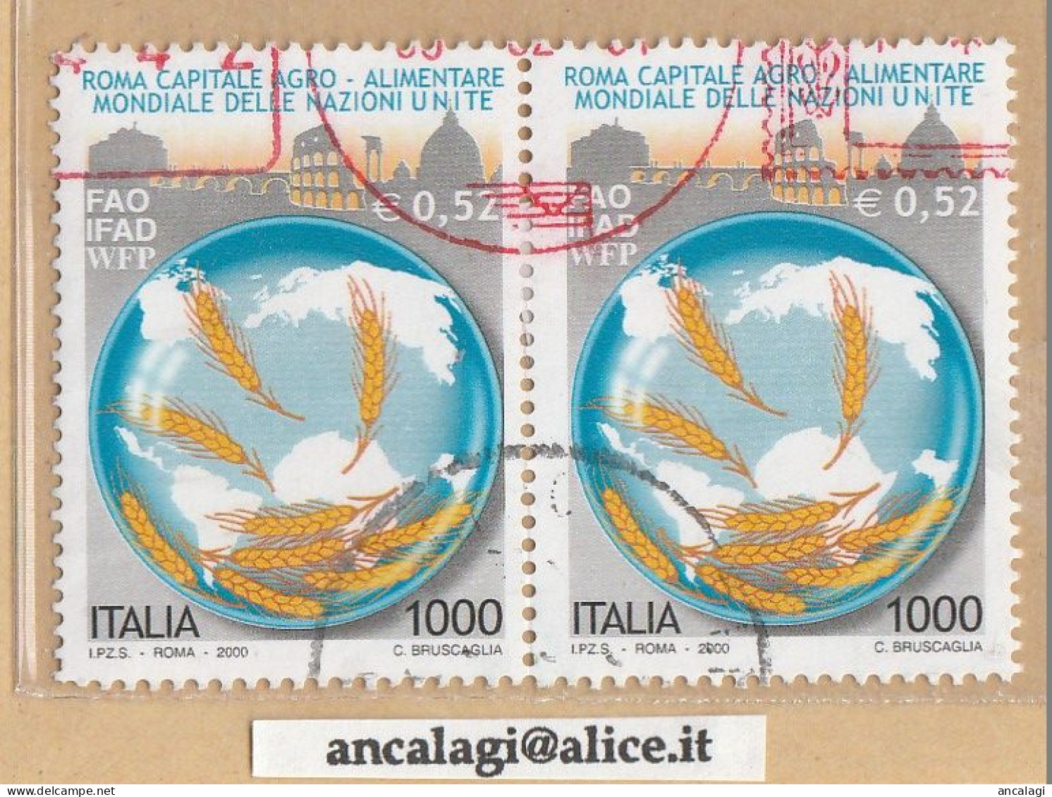 USATI ITALIA 2000 - Ref.0832A "ROMA - AGRO ALIMENTARE" 1 Val. In Coppia - - 1991-00: Usati