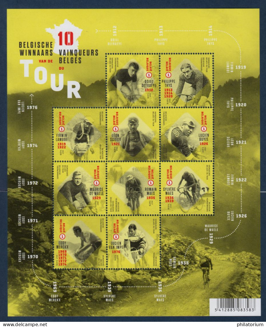 Belgique, België, **, Yv F 4667, Mi 4743 - 4752 KB , AFA A4823, BE BL252, Cyclisme, Vainqueurs Belges, - Ciclismo