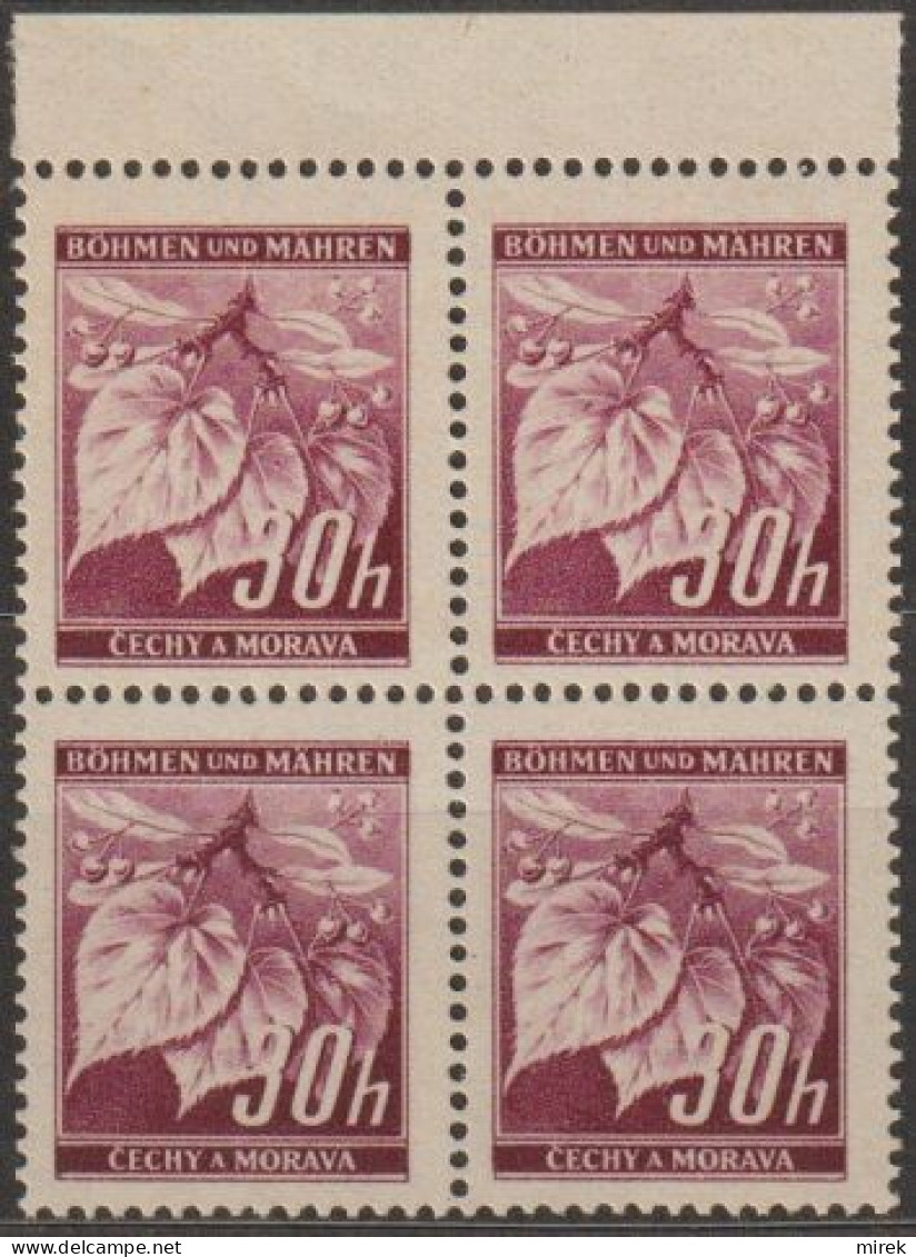 036/ Pof. 24 Light Lilac (very Rare), Border 4-block - Nuovi