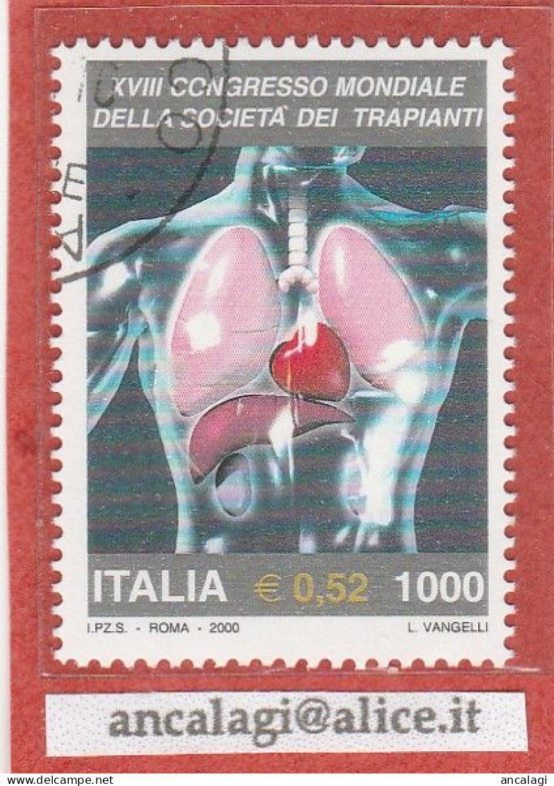 USATI ITALIA 2000 - Ref.0833 "SOCIETA' DEI TRAPIANTI" 1 Val. - - 1991-00: Afgestempeld