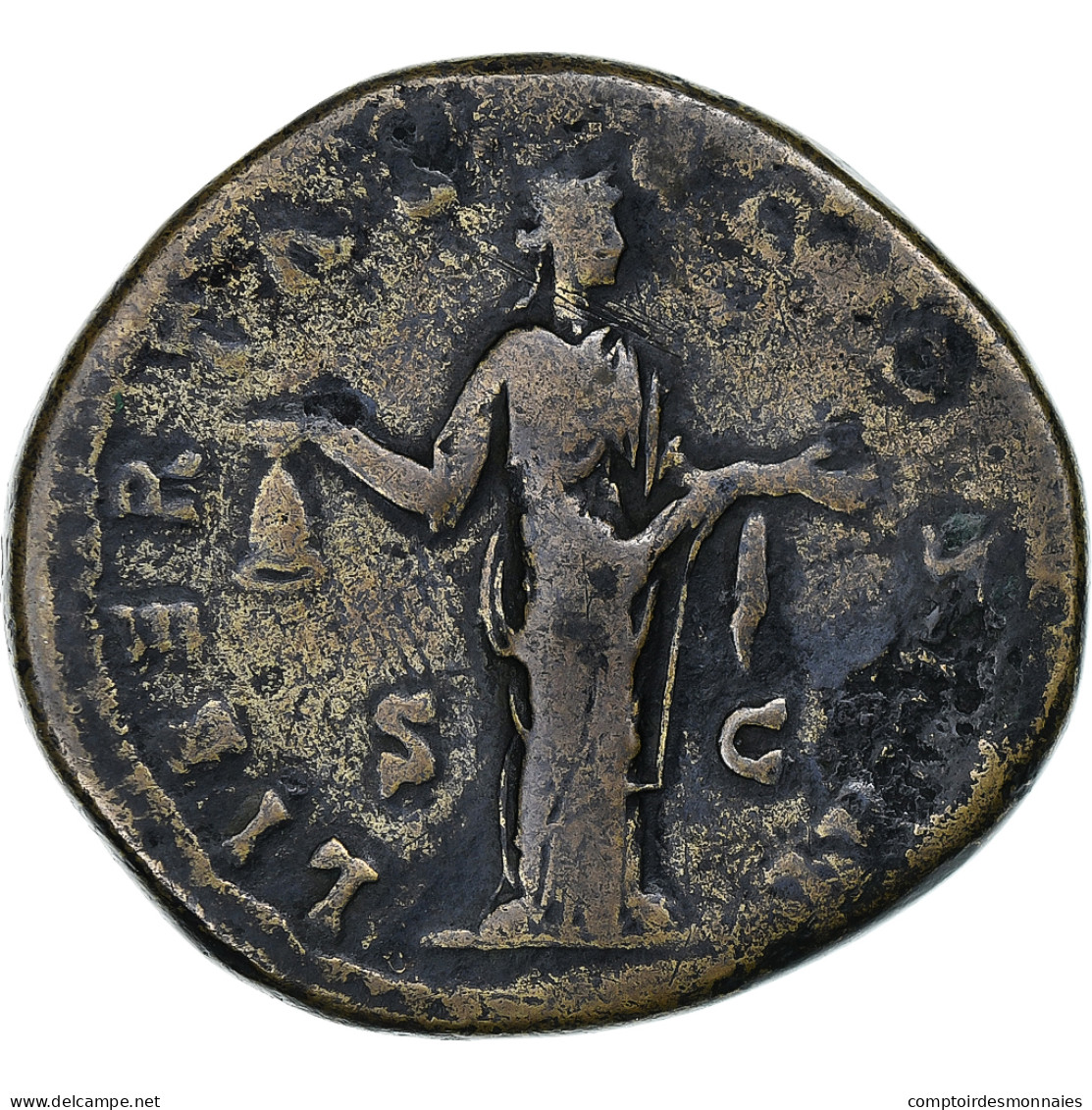 Antonin Le Pieux, Sesterce, 154-155, Rome, Bronze, TB+, RIC:928 - La Dinastía Antonina (96 / 192)