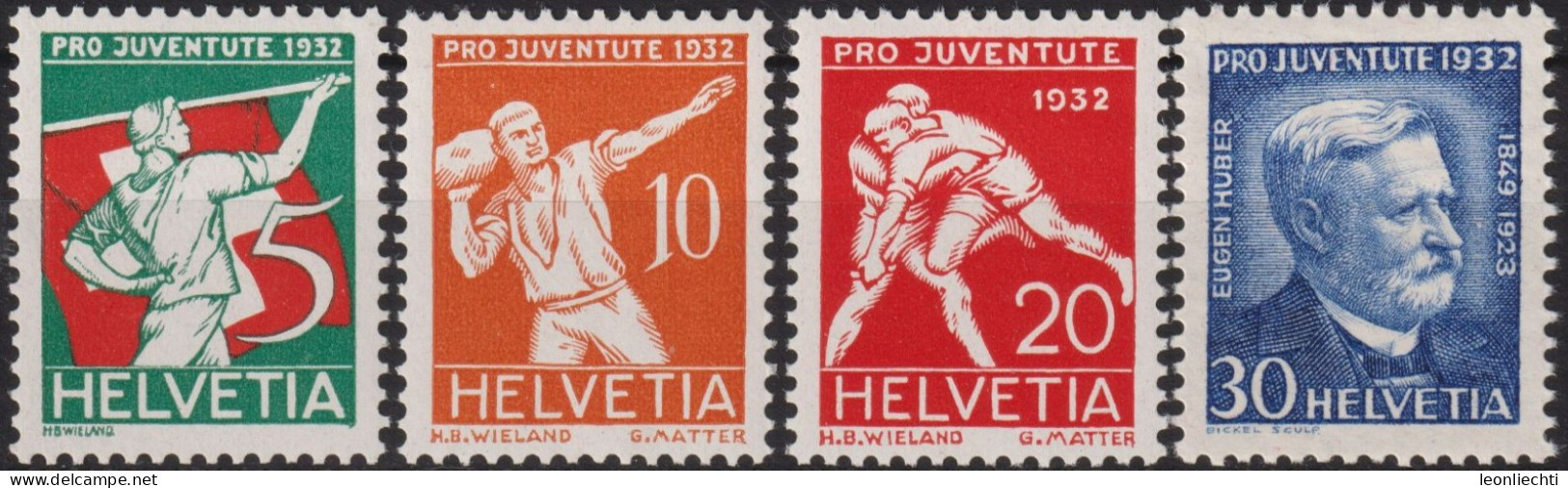 1932  Schweiz / Pro Juventute ** Mi:CH 262-265, Yt:CH 263-266, Zum:CH J61-J64, Volkssport, Prof. Eugen Huber - Unused Stamps