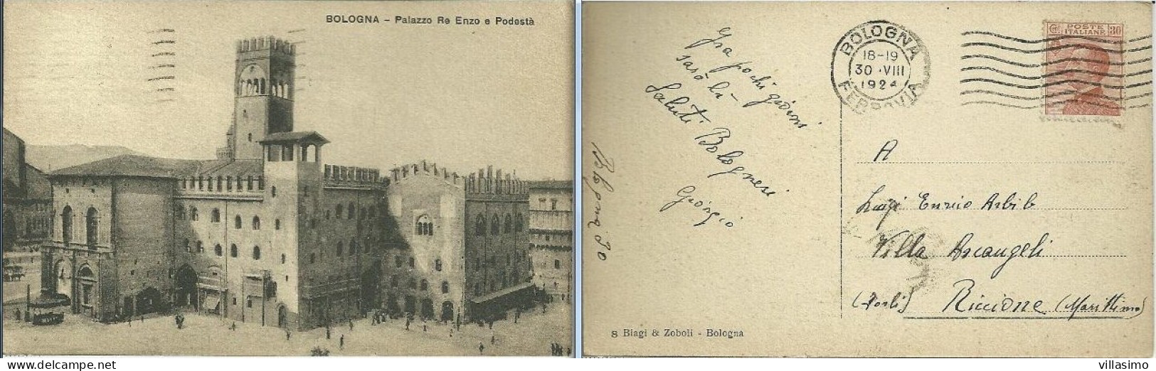 EMILIA ROMAGNA - BOLOGNA, PALAZZO RE ENZO E PODESTÀ - VG. 1924 - Bologna