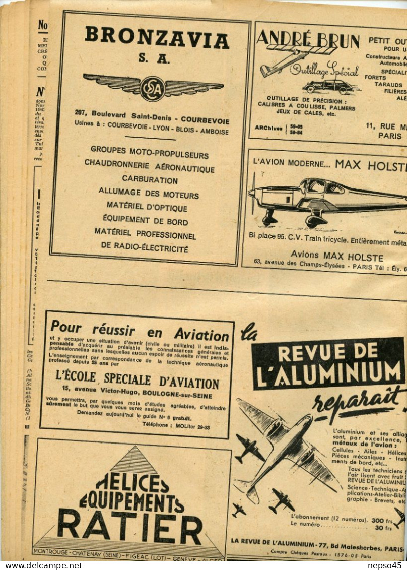 Aviation.Avion.L'Air O8/1945.Guerre.Publicités d'époque.Pilote Jacques Puget.Effort de l'U.R.S.S.Loockheed Constellation