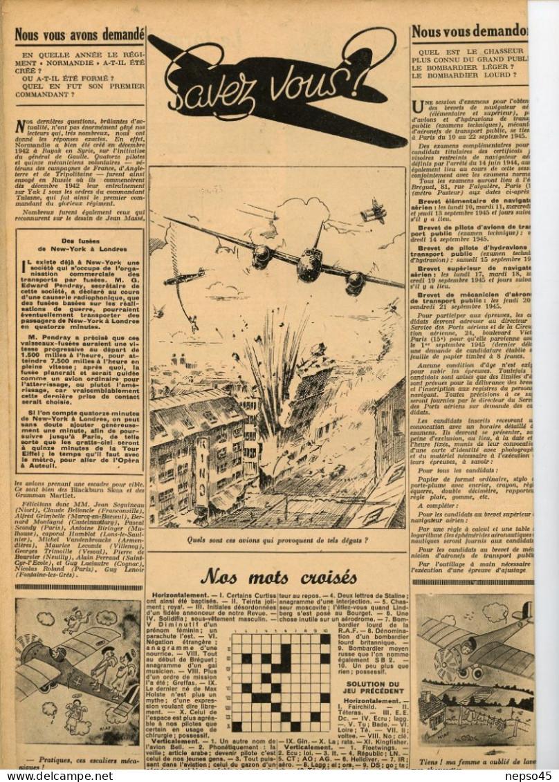 Aviation.Avion.L'Air O8/1945.Guerre.Publicités d'époque.Pilote Jacques Puget.Effort de l'U.R.S.S.Loockheed Constellation