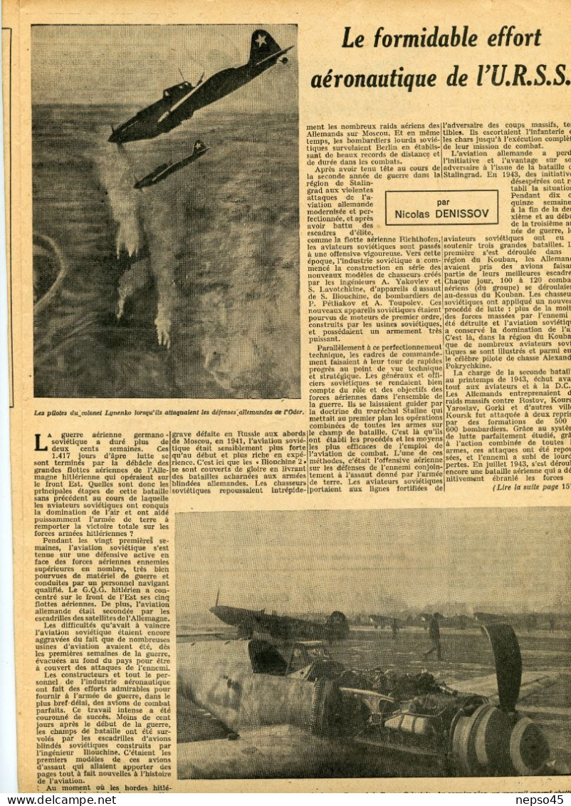 Aviation.Avion.L'Air O8/1945.Guerre.Publicités d'époque.Pilote Jacques Puget.Effort de l'U.R.S.S.Loockheed Constellation