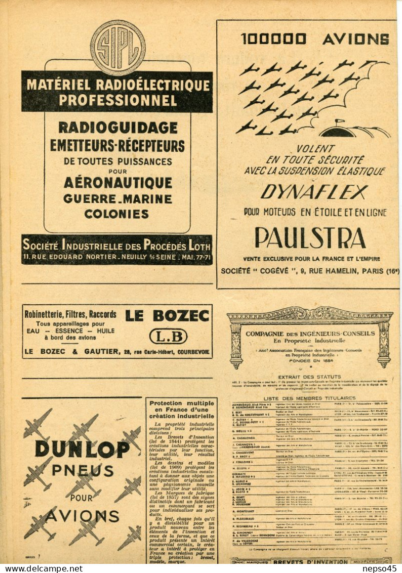 Aviation.Avion.L'Air O8/1945.Guerre.Publicités d'époque.Pilote Jacques Puget.Effort de l'U.R.S.S.Loockheed Constellation