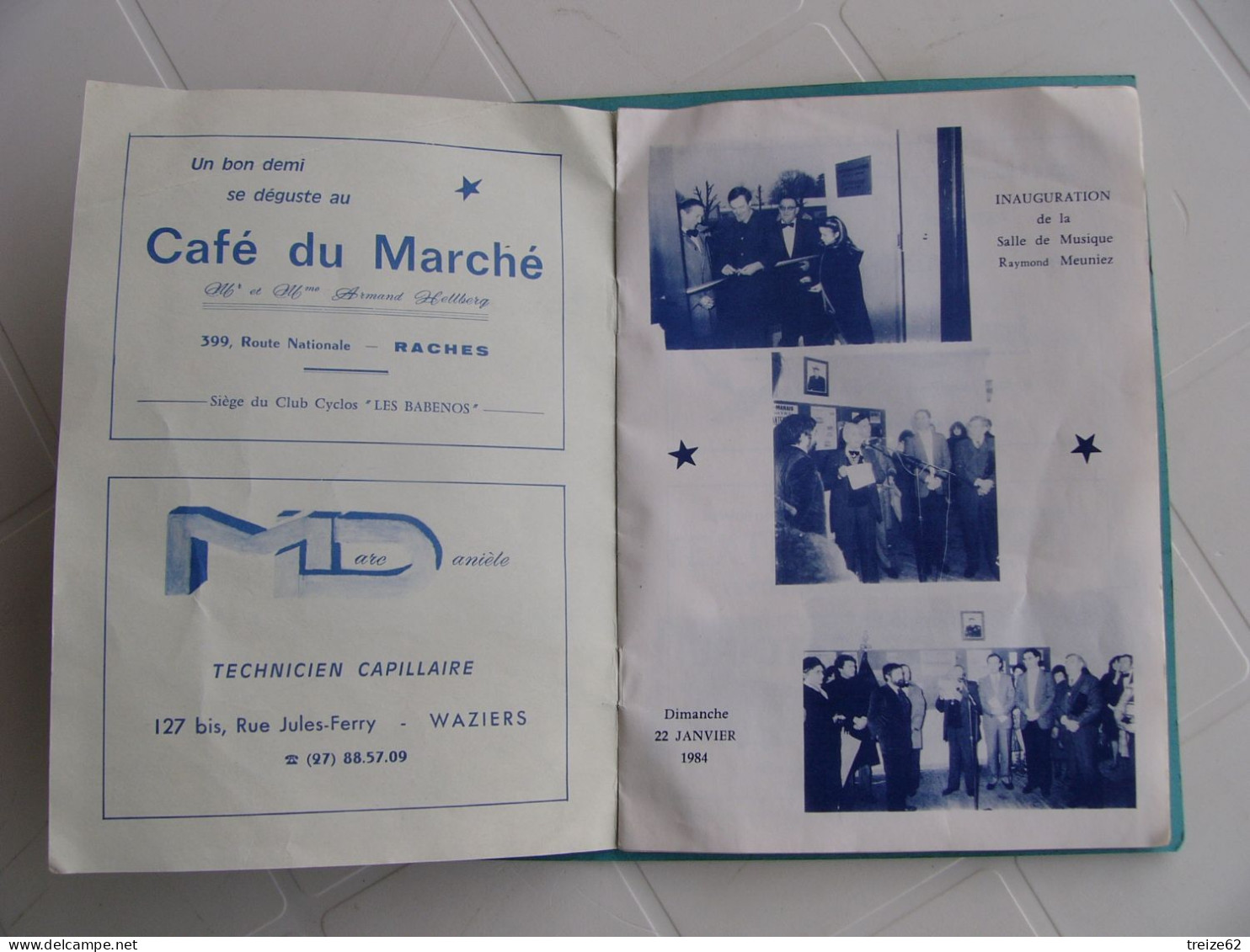 1984 FRAIS MARAIS DOUAI 59 Nord Programme Grand Concert De La Fanfare Pub Café Garage Cyclomoteur Peugeot - Programas