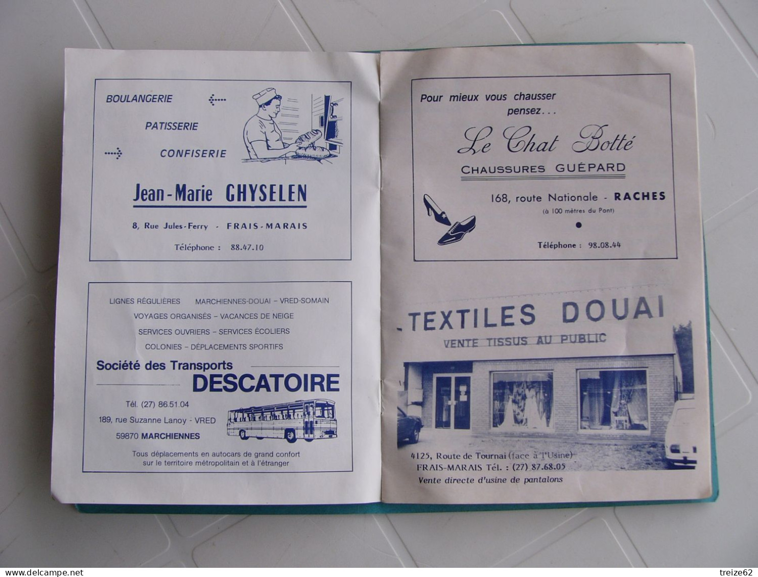 1984 FRAIS MARAIS DOUAI 59 Nord Programme Grand Concert De La Fanfare Pub Café Garage Cyclomoteur Peugeot - Programmes