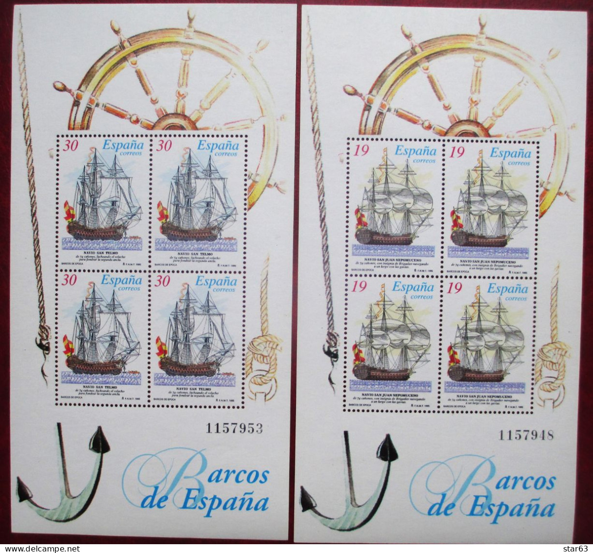 Spain  1996 Old  Ships  2  M/S  MNH - Neufs