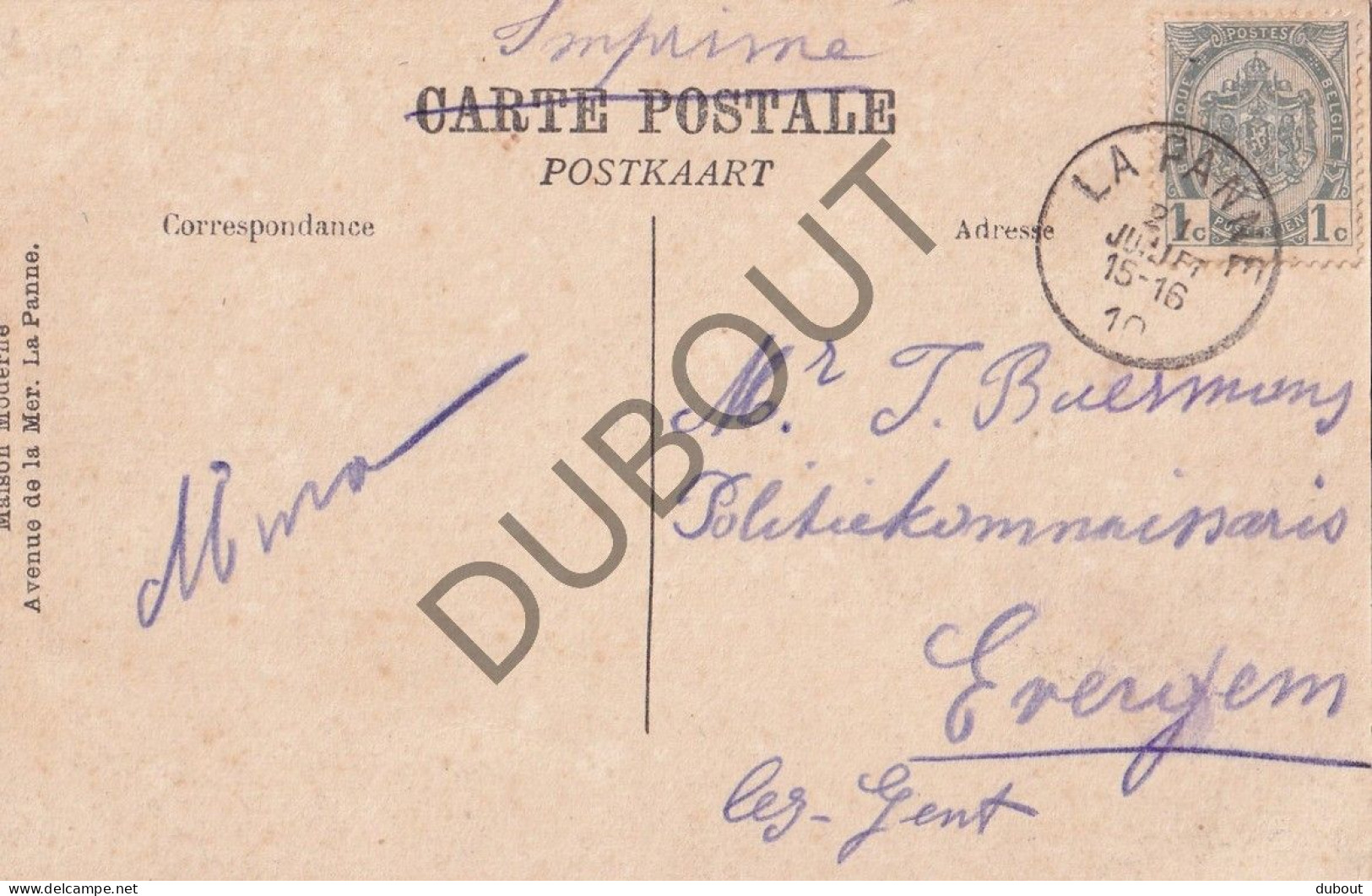 Postkaart - Carte Postale - De Panne - Ancienne Route De Dunkerque  (C5822) - De Panne