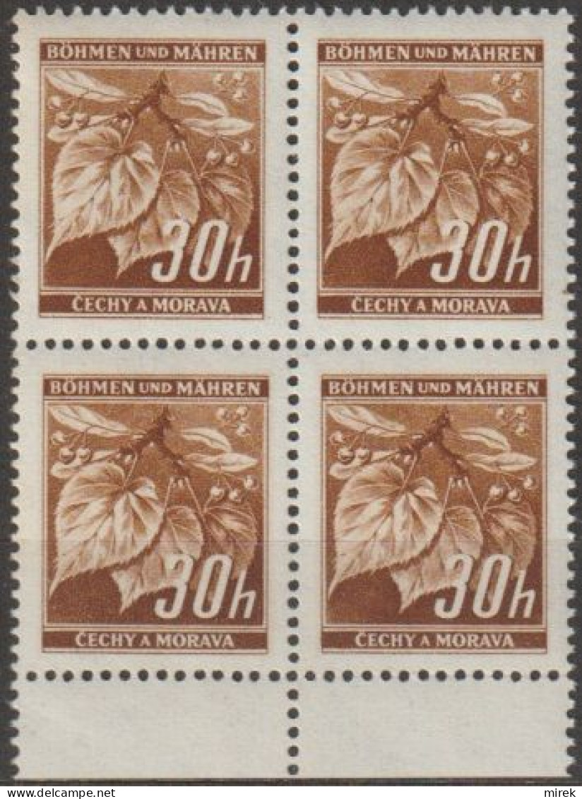 039/ Pof. 25 Light Brown, Border 4-block - Ungebraucht