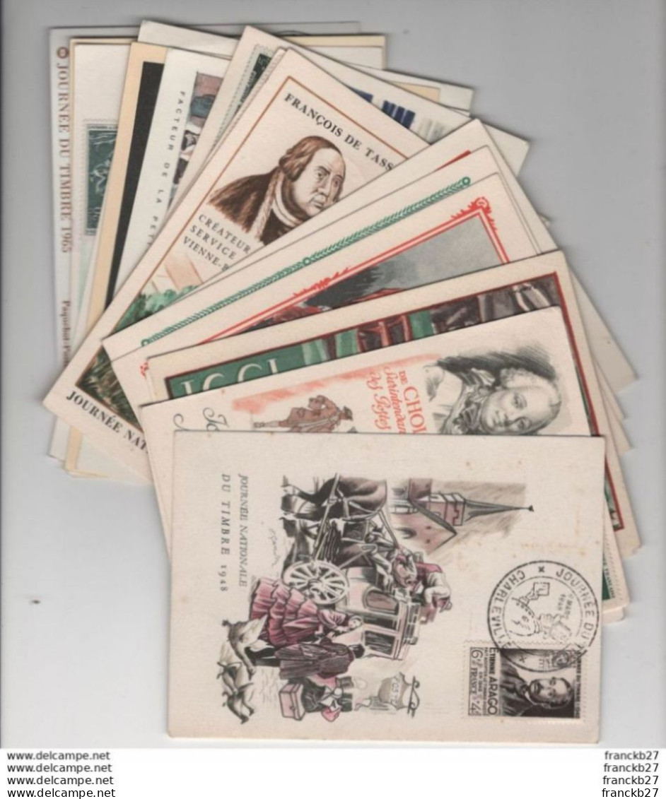 France - Belle Collection De Cartes Journée Nationale Du Timbre - 17 Cartes De 1948 à 1965 ( Sauf 1958, 1960; 2 X 1964 ) - Lettres & Documents